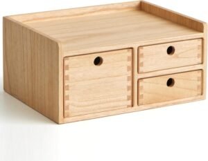 Houten Bureau Organizer met 3 Laden – Opbergbox voor Kantoorbenodigdheden – Bureauopberger met 1 Plank – Voor Thuis en Werkplek