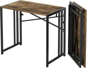 Vouwbare Computertafel 90 cm – Schrijftafel voor Kantoor en Gaming – Computerbureau Zonder Montage – Rustiek Bruin