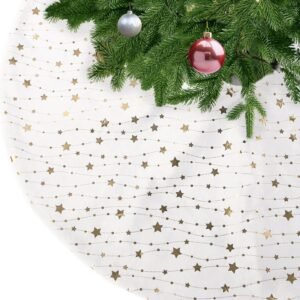 Kerstboomrok Zwart Fluweel – Ronde Boommat met Gouden Sterren – Kerstboomkleed en Vloerbeschermer – Kerstdecoratie