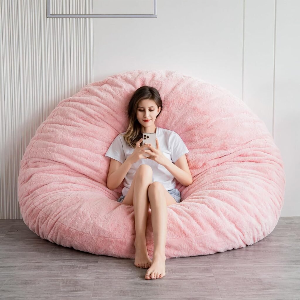 Zitzak Bed 3-in-1 - Loungebank en Vloermatras - Pluche Hoes en Schuimvulling - Roze - 150 x 150 x 20 cm
