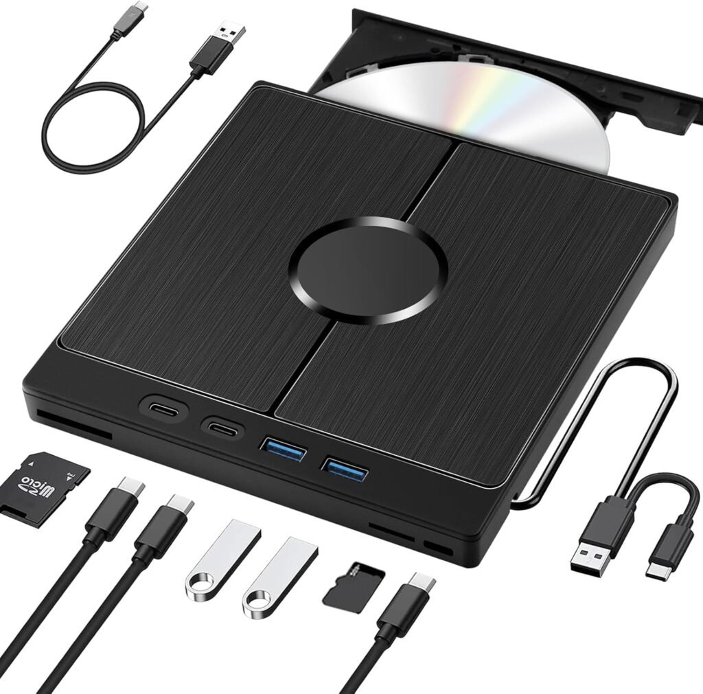 Externe CD/DVD speler met USB 3.0 en SD/TF kaartlezer voor laptop en PC