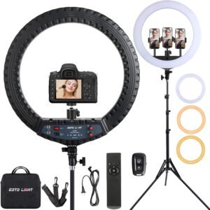 21 inch LED ringlamp met statief voor fotografie, vloggen en make-up, inclusief afstandsbediening en draagtas