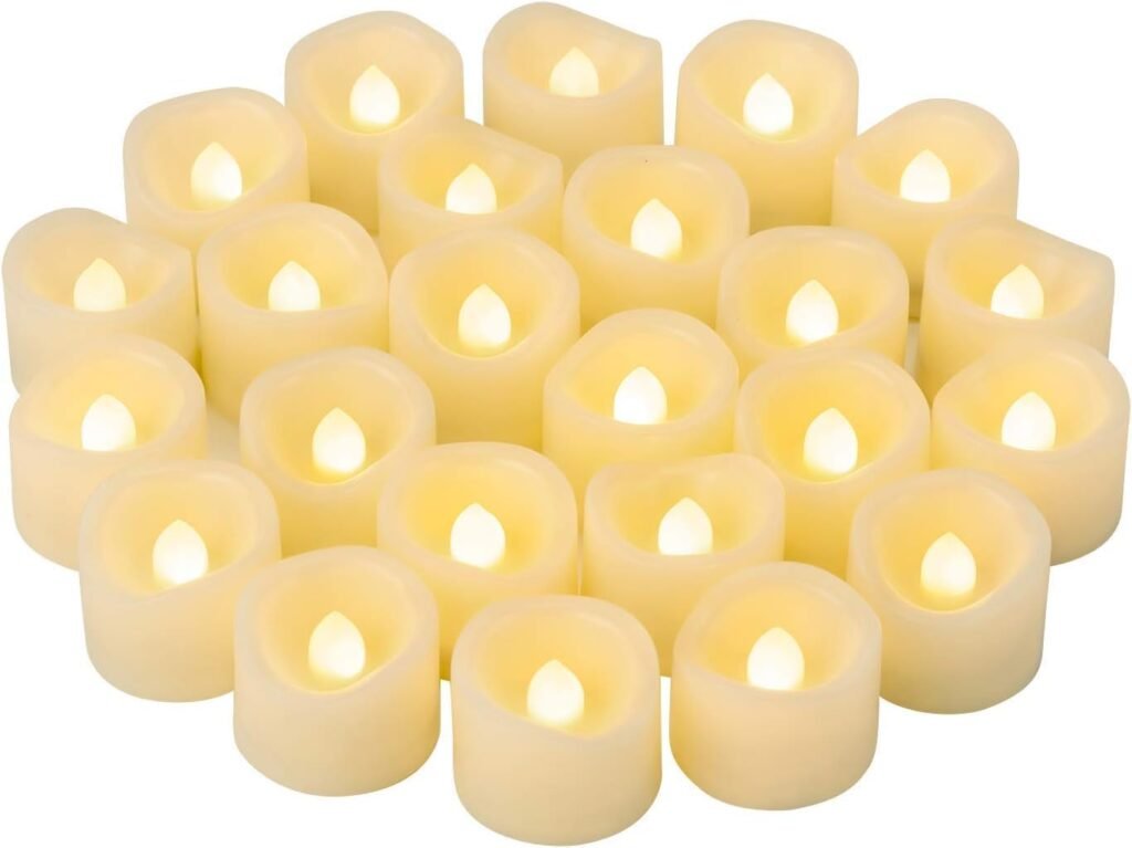 LED theelichtjes op batterij met flikkerend warm wit licht voor sfeerverlichting en feestdecoratie