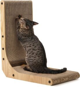 Kattenkrabmat L-vorm – Krabplank met speelbal – Krabspeelgoed voor binnenkatten – 42,5 cm