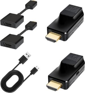 HDMI Extender 60m met 1080p 60Hz, 3D HDMI Repeater met RJ45 naar HDMI Converter voor TV, PS4 en DVD