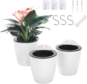 Set van 3 hangende plantenbakken met automatisch irrigatiesysteem voor kruiden en planten