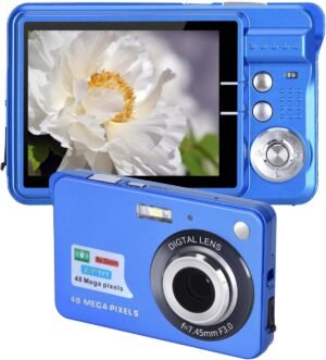 Digitale camera voor tieners met 4K 48MP, LCD-scherm en 8x digitale zoom in blauw