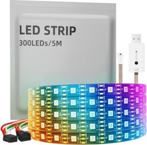 LED Strip RGBIC 5 Meter – Individueel Aanstuurbare 5050 SMD LED’s – Flexibele Lichtstrip voor Woondecoratie en DIY – Energieklasse F