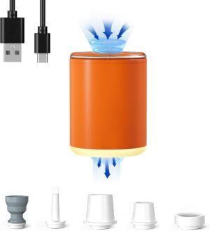 Mini elektrische luchtpomp met 1300mAh accu, Type-C oplading voor luchtmatrassen en vacuüm opbergzakken