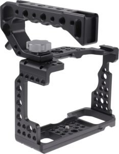 Camera Cage met Top Handle – Aluminium Camera Rig voor Sony A7III, A7RIII, A9 en A7II – Voor Vlogging en Video-opnames – 1/4″ en 3/8″ Schroefgaten