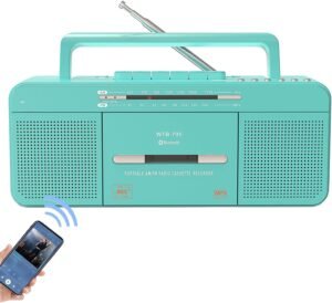 Retro Cassettespeler met USB en Bluetooth – AM/FM Radio en MP3-converter – 6W Stereo Speakers – Draagbaar Groen