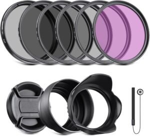 ND Filter Set 40,5 mm – UV, CPL en Polarisatiefilters – ND2, ND4 en ND8 – Inclusief Tulip Zonnekap