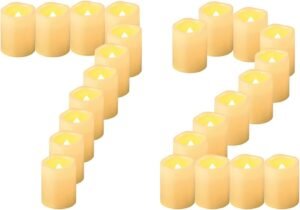 Set van 72 LED Waxinelichtjes – Flikkerende Elektrische Theelichtjes – Vlamloos en Batterijgevoed – 3,8 x 5 cm, Voor Decoratie