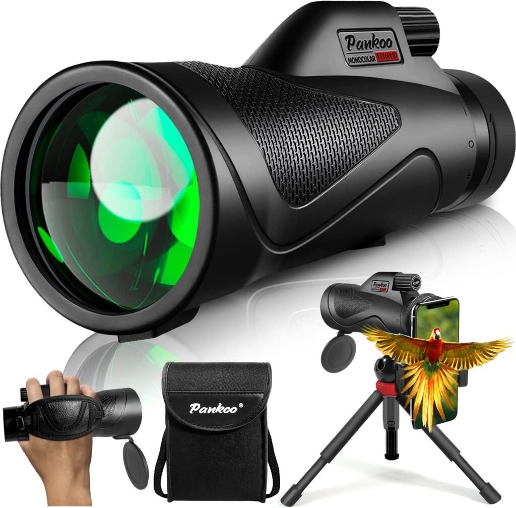 Monoculaire telescoop 12x60 met smartphone adapter, statief en draagtas voor natuurobservatie en vogelspotten