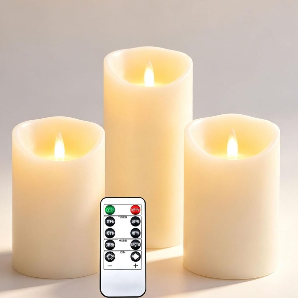 LED kaarsen set van 3 ivoorkleur met dansende vlam en afstandsbediening