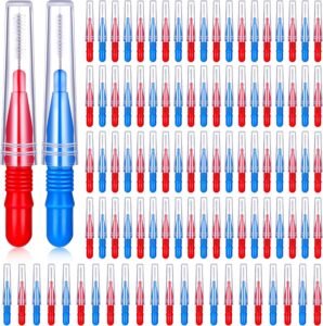 Interdentale Borstels 100 Stuks – Flosborstels en Tandenstokers – Voor Tandenreiniging en Mondhygiëne – Rood en Blauw