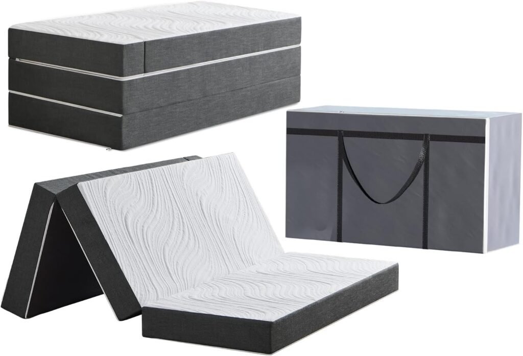 Opvouwbare 4-delige matras 90x200x15 cm met afneembare hoes in grijs