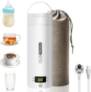 Draagbare mini elektrische waterkoker van RVS 316 met 500 ml inhoud voor thee, koffie, babyvoeding en kamperen