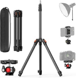 Verstelbaar lichtstatief 210 cm met balhoofd voor camera, telefoon en webcam