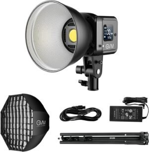 80W LED videolamp met softbox, dimbare studioverlichting 2700K-7500K met app-bediening en 8 lichteffecten