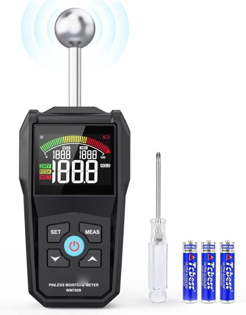 Digitale vochtmeter met LCD-scherm en geluidsalarm voor muur, vloer, gipsplaat en bouwmaterialen