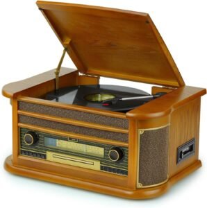 Platenspeler met DAB Radio – Vinyl Speler met CD- en Cassettefunctie – USB, AUX & RCA – Inclusief Afstandsbediening – Retro Muziekspeler