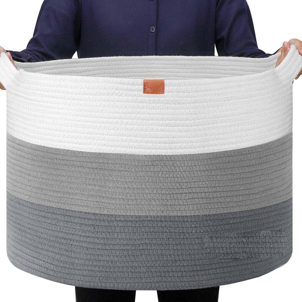 XXXL katoenen touwmand 56 x 56 x 35 cm voor wasgoed, dekens, speelgoed, planten en kussens