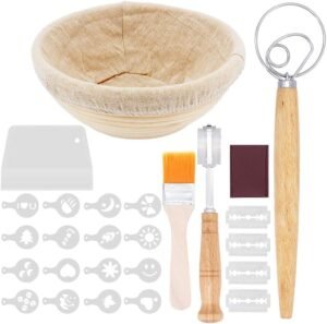 Ronde Broodrijsmand 9 Inch – Banneton Rieten Rijsmand voor Zuurdesembrood – Broodbakaccessoires – Set van 6 Stuks