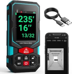 Laserafstandsmeter 100M – Digitale Afstandsmeter met Hoeksensor en Kleurenscherm – Oplaadbare Afstandsmeter met Achtergrondverlichting – M, CM, MM en FT Metingen
