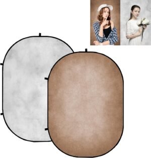 Vouwbare fotografie achtergrond lichtgrijs en bruin, 1,5 x 2 m, kreukvrije pop-up achtergrond voor fotostudio en fotobooth