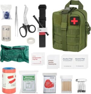EHBO-set outdoor met 46 onderdelen, groene eerste hulp tas voor kamperen, hiking en reizen