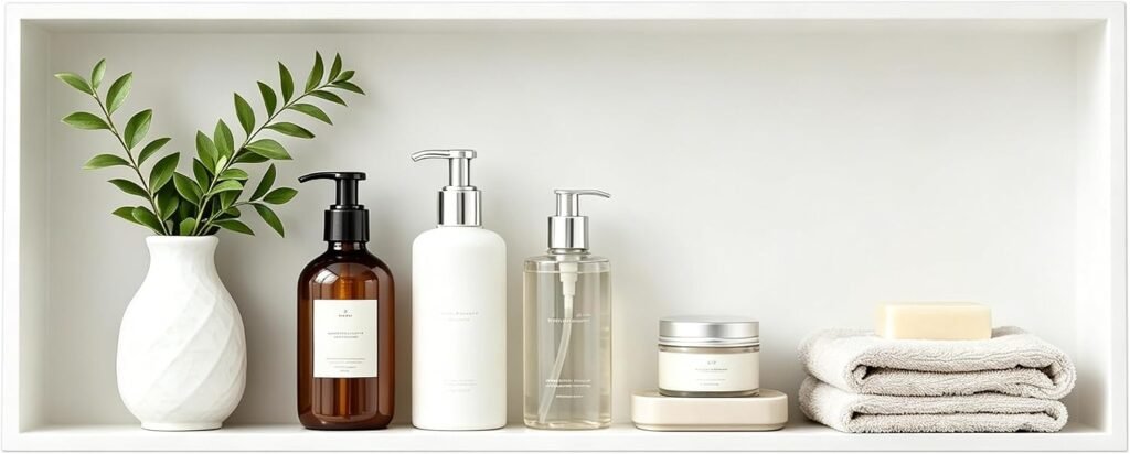 Witte douche nis van RVS 304, wandnis 90 x 30 x 10 cm voor de badkamer