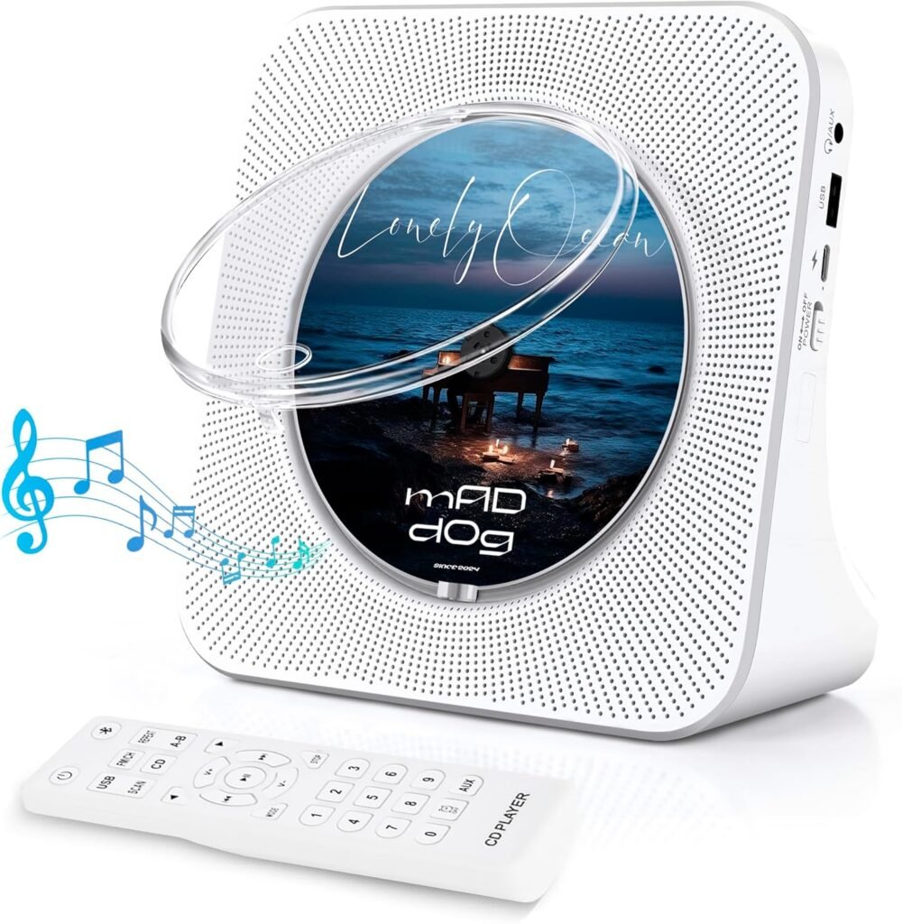 Draagbare CD speler met Bluetooth, USB lezer, FM radio, LCD display en hoofdtelefoonaansluiting voor muziek afspelen