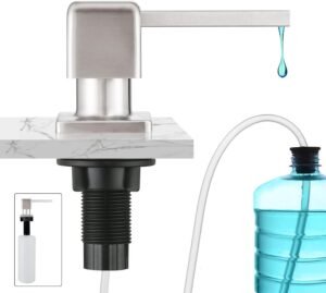 Inbouw zeepdispenser RVS voor keuken en gootsteen, navulbaar met 500 ml fles en verlengslang
