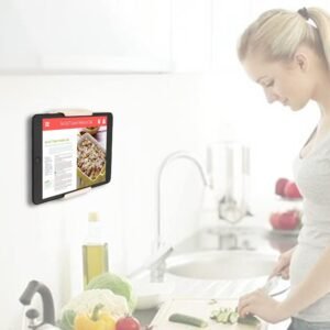 Tablet Muurbeugel Universeel – Zelfklevende Tablet- en Smartphonehouder – Wandhouder voor Keuken, Badkamer en Slaapkamer – Wit