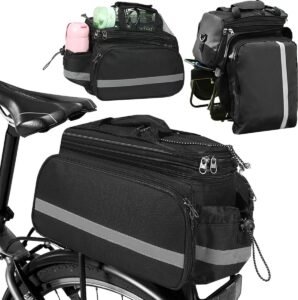 Fietstas voor Bagagedrager 10-20 Liter – Waterdichte Bagagedragertas met Regenhoes – Reflecterend – Vouwbare Zijvakken – 43 x 18 x 16 cm