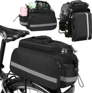 Fietstas voor bagagedrager 10-20 liter, waterdicht en reflecterend met vouwbare zijvakken