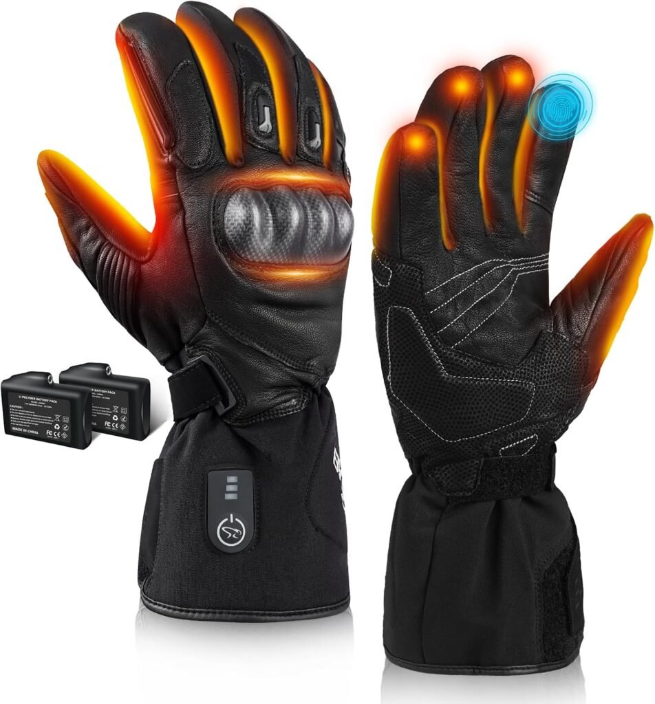 Verwarmde handschoenen met knokkelbescherming, oplaadbaar en geschikt voor motor, auto, skiën, schaatsen en winteractiviteiten, maat M