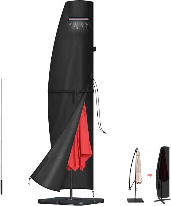 Waterdichte parasol beschermhoes met stok van 420D Oxford stof voor tuinparasol tot 3,5 meter