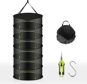 Droognet 4 Niveaus – Vouwbaar Droogrooster voor Kruiden en Planten – Met Ritssluiting en Haak – 60 x 120 cm