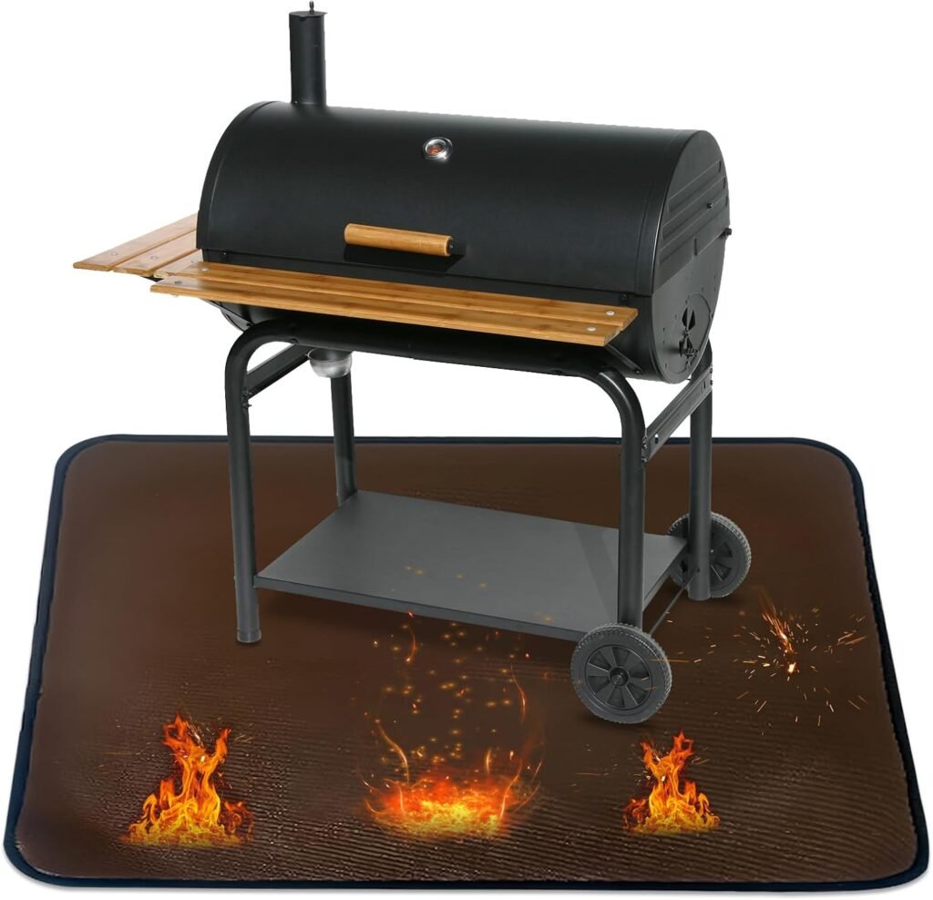 Vuurvaste grillmat 165x99 cm bruin voor barbecue en vuurschaal, hittebestendige vloerbeschermingsmat