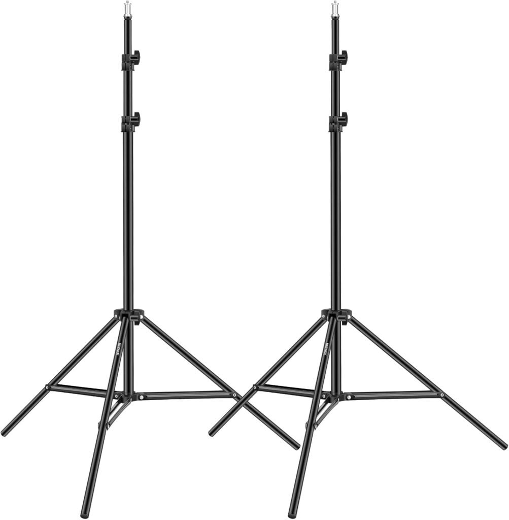 Aluminium lichtstatief 190 cm zwart voor studioverlichting en softboxen, set van 2 stuks