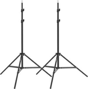Aluminium lichtstatief 190 cm zwart voor studioverlichting en softboxen, set van 2 stuks