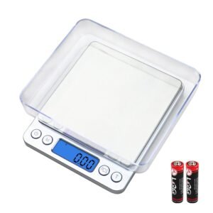 Digitale keukenweegschaal 500g – Precisieweegschaal voor koken en bakken met LCD-display – RVS gramweegschaal met telfunctie en 0,1g nauwkeurigheid