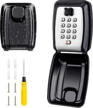Sleutelkluis met cijfercode en wandmontage, waterdichte sleutelbox met 12-cijferige combinatie voor thuis, garage of kantoor