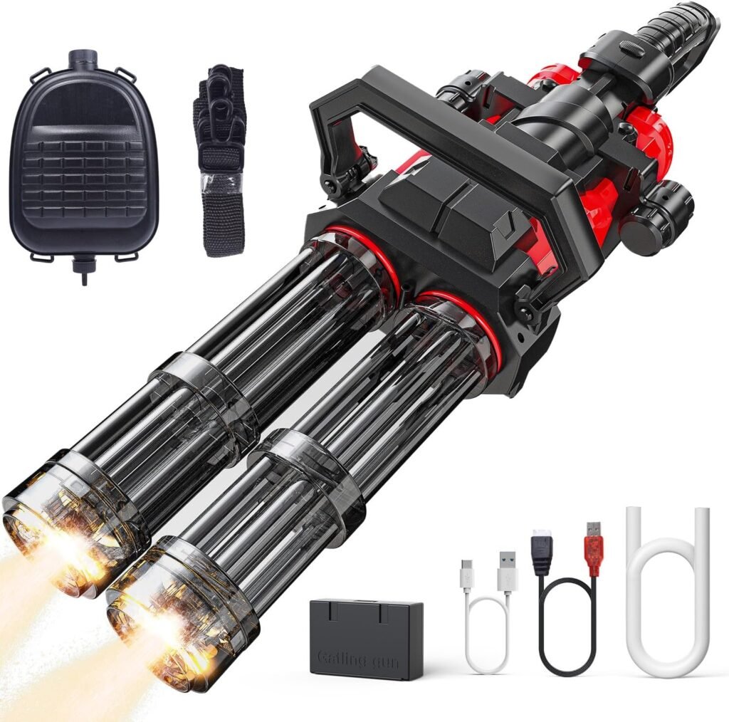 Elektrisch waterpistool met dubbele Gatling, licht- en geluidseffecten en 3000 ml watertank
