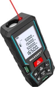 Laserafstandsmeter 50 m – Digitale Afstandsmeter met 2 Waterpasniveaus – LCD-Scherm met Achtergrondverlichting – Afstand, Oppervlakte en Volume