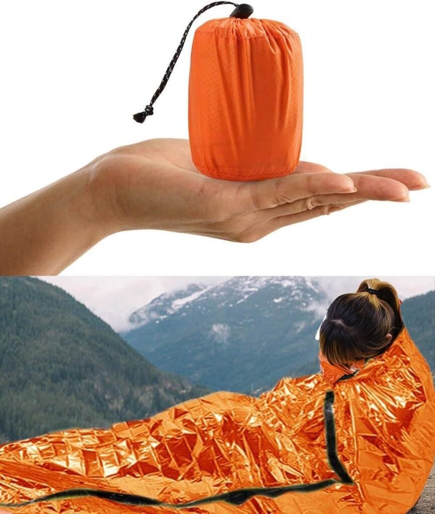 Survival slaapzak met nooddeken, herbruikbare thermische bivakzak voor outdoor, camping en hiken