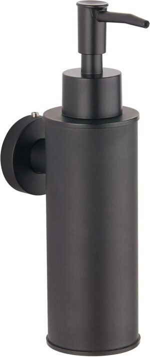 Zwarte RVS zeepdispenser voor wandmontage, ronde zeepdispenser voor badkamer en keuken