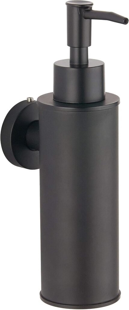 Zwarte RVS zeepdispenser voor wandmontage, ronde zeepdispenser voor badkamer en keuken